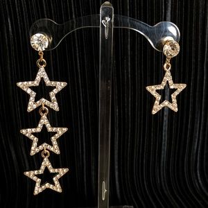 Vintage Jewelry - Rhinestone star shaped stud drop earrings in gold Vintage Jewelry - Rhinestone star shaped stud drop earrings in gold